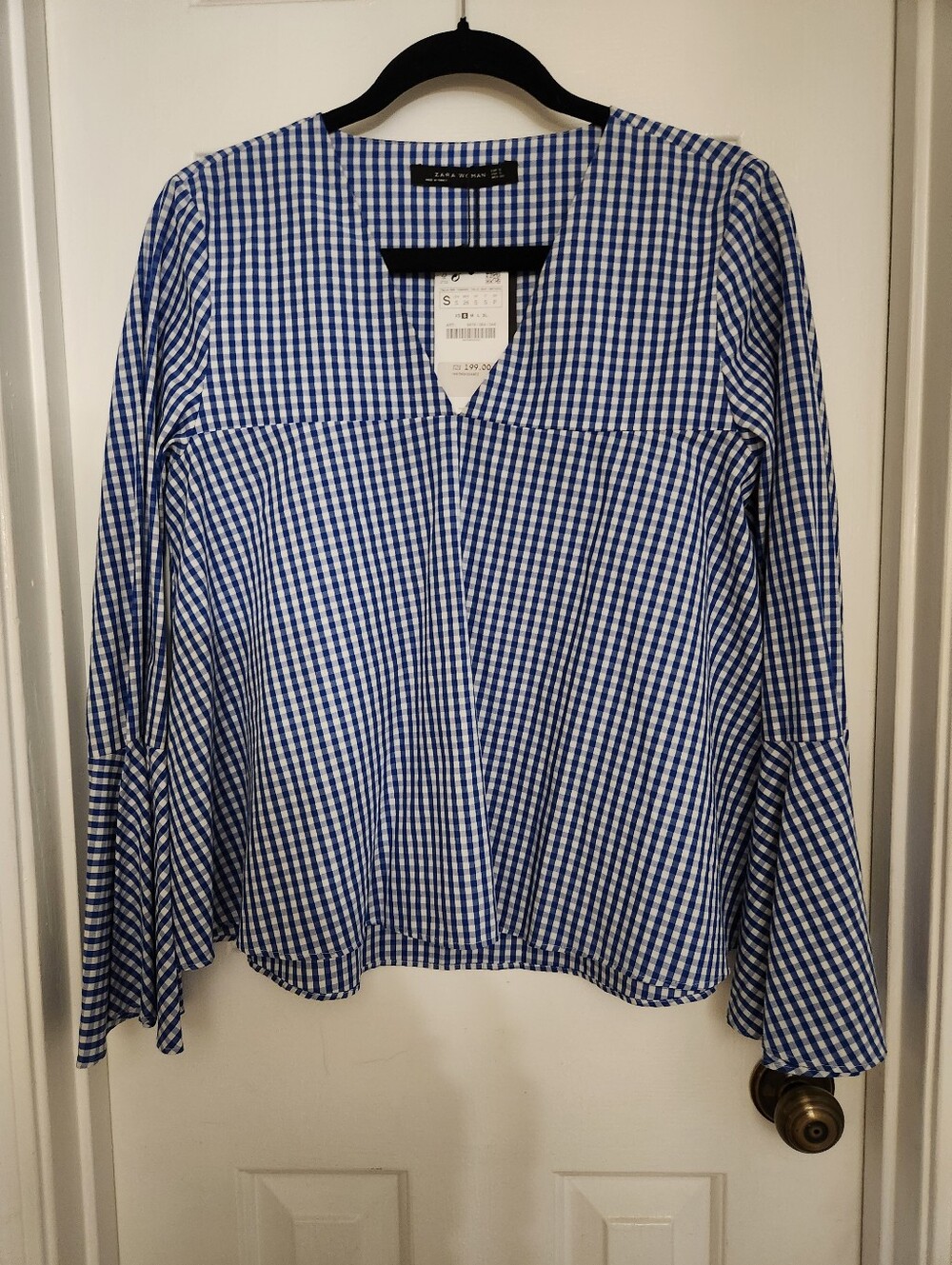 Womens Zara Gingham Top - Size S